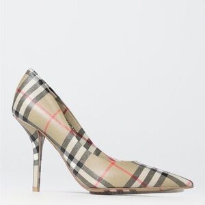 Burberry Beige and Red Plaid Heels